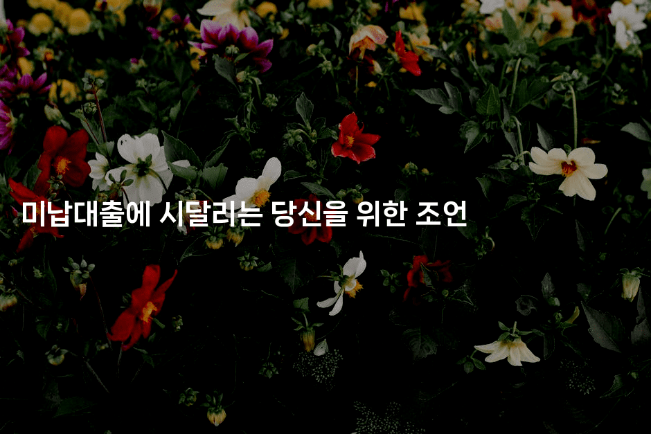 미납대출에 시달리는 당신을 위한 조언-금융키키